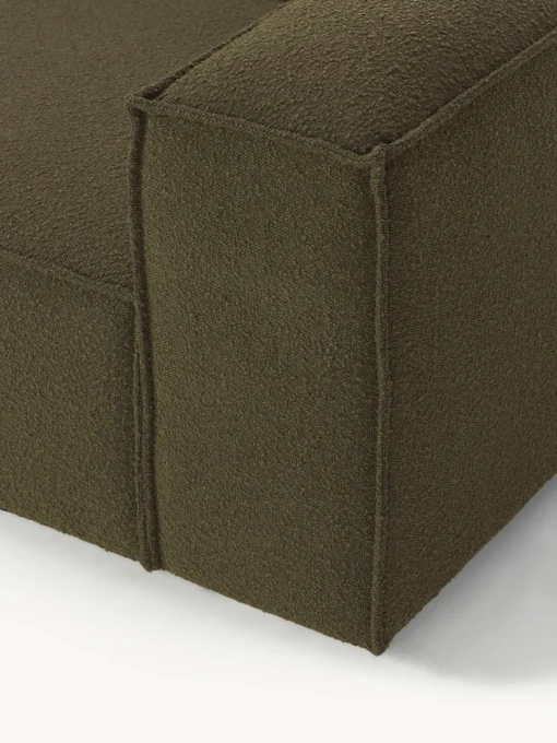 Sofás>Westwing Collection Diván modular grande en tejido bouclé Lennon Bouclé verde oliva