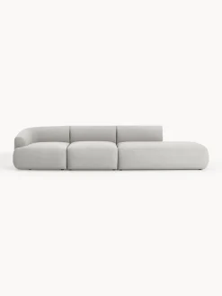 Sofás>Westwing Collection Diván modular grande en tejido bouclé Sofia Bouclé gris claro