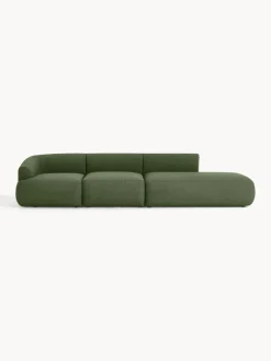 Sofás>Westwing Collection Diván modular grande en tejido bouclé Sofia Bouclé verde oscuro
