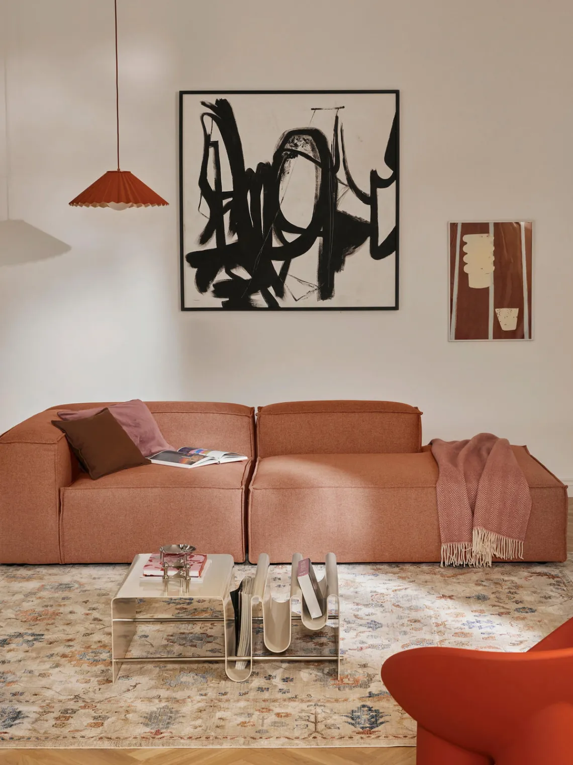 Sofás>Westwing Collection Diván modular Lennon Tejido terracota