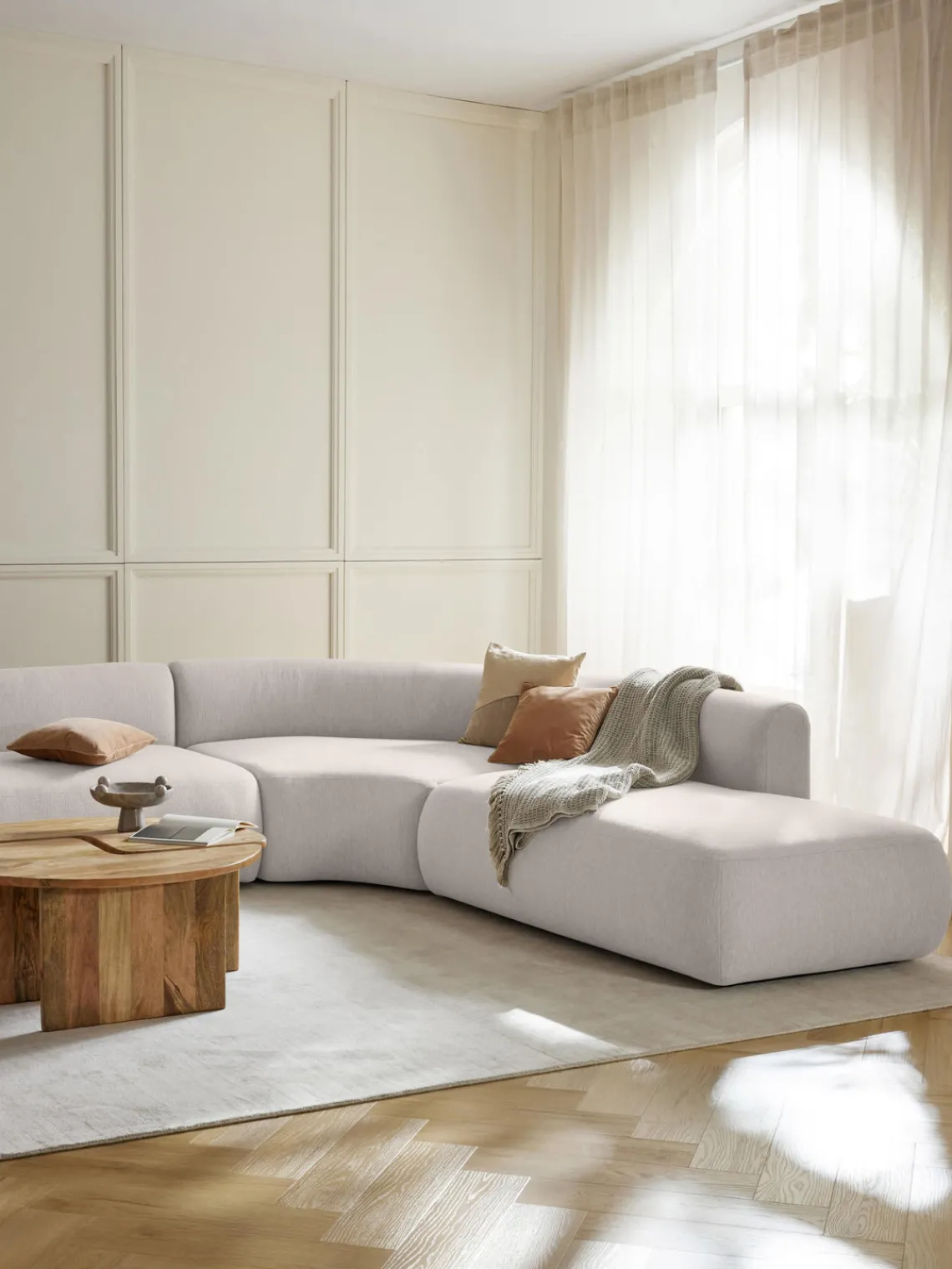 Sofás>Westwing Collection Diván modular Sofia Tejido grueso blanco crema