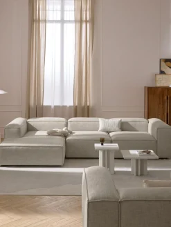 Sofás>Westwing Collection Diván rinconero modular de mezcla de lino Lennon Mezcla de lino gris