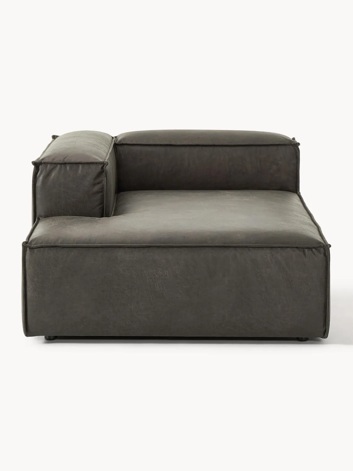 Sofás>Westwing Collection Diván sofá de cuero reciclado Lennon Cuero taupe