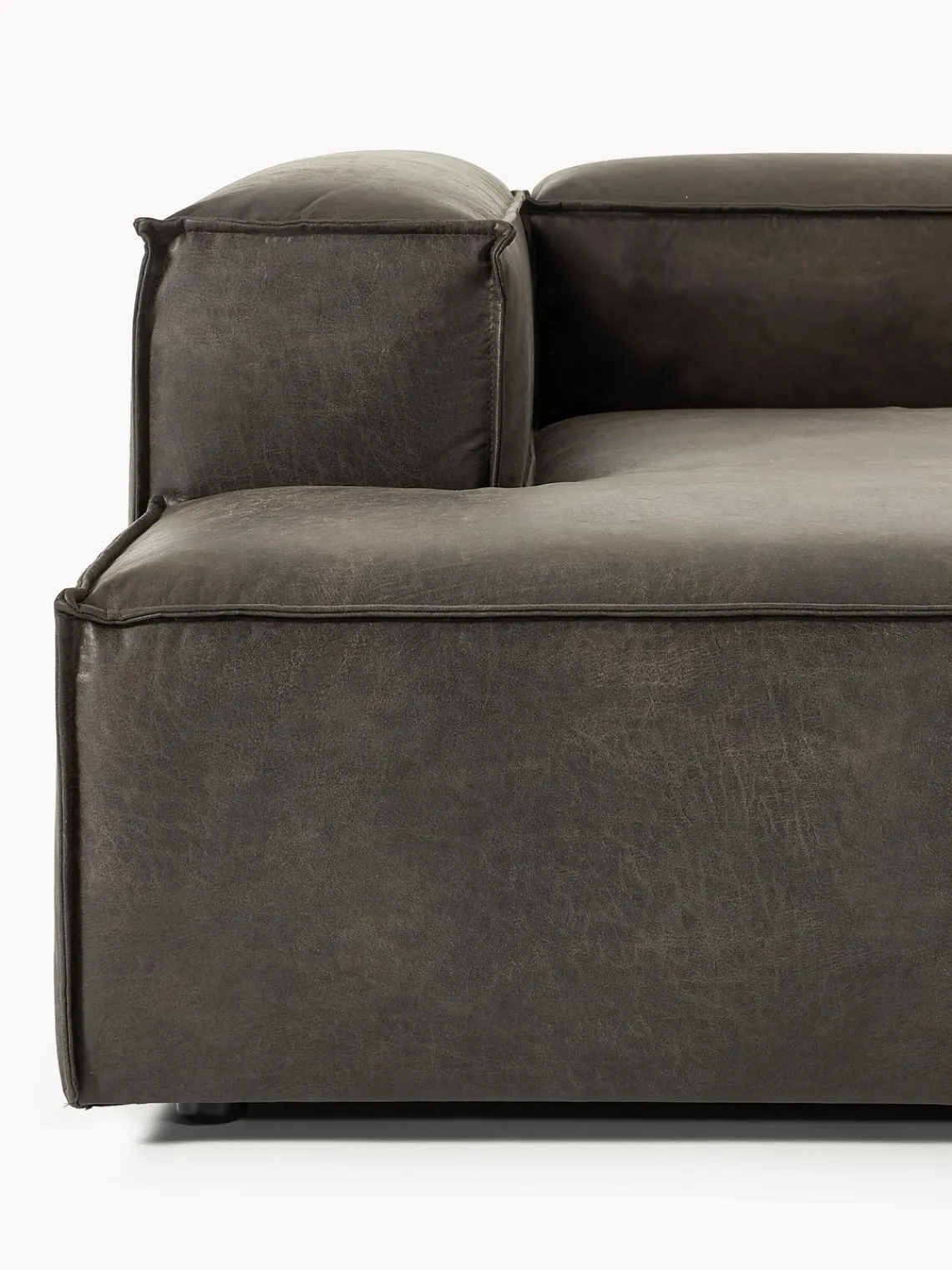 Sofás>Westwing Collection Diván sofá de cuero reciclado Lennon Cuero taupe