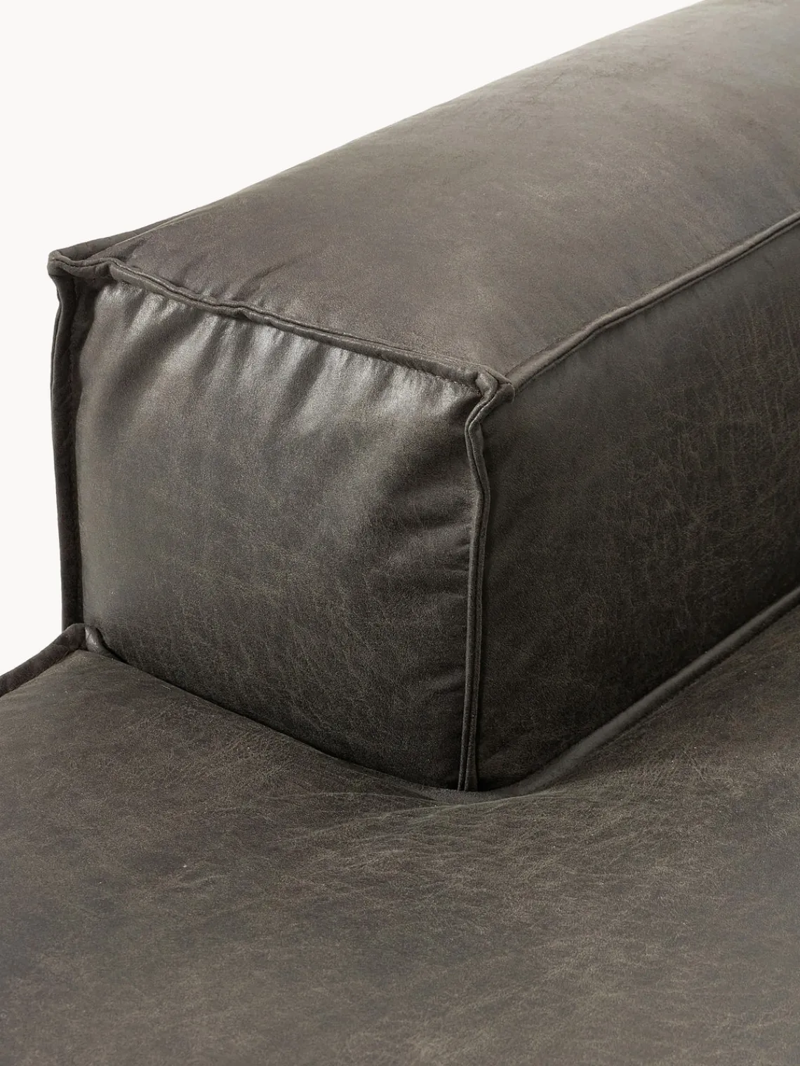 Sofás>Westwing Collection Diván sofá de cuero reciclado Lennon Cuero taupe