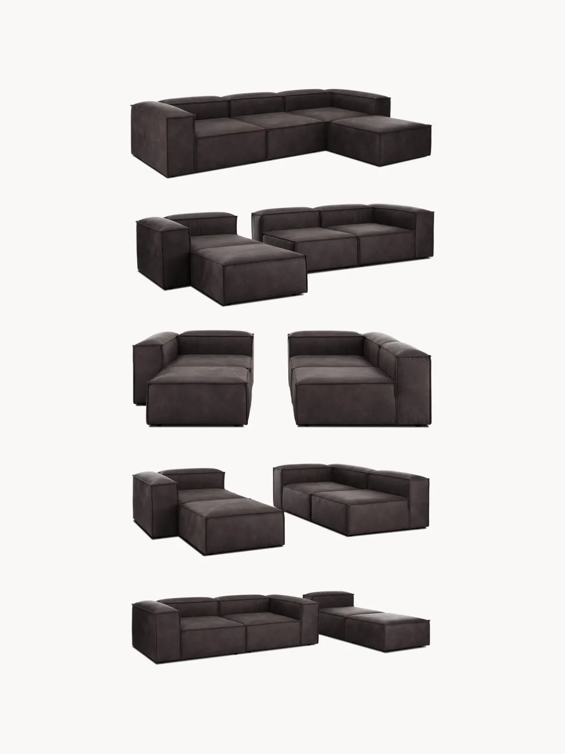 Sofás>Westwing Collection Diván sofá de cuero reciclado Lennon Cuero taupe