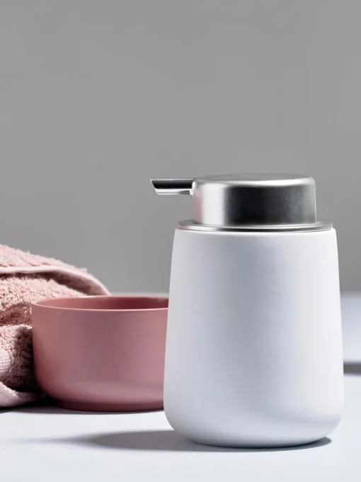 Dispensador De Jabón Y Jaboneras|Jarrones>Zone Denmark Dosificador de jabón de porcelana Nova One Blanco, plateado