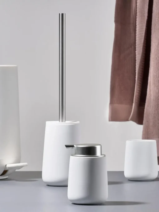 Dispensador De Jabón Y Jaboneras|Jarrones>Zone Denmark Dosificador de jabón de porcelana Nova One Blanco, plateado
