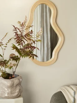 New Espejo de pared artesanal de ratán con forma orgánica Pond Espejos De Pared|Espejos De Pared