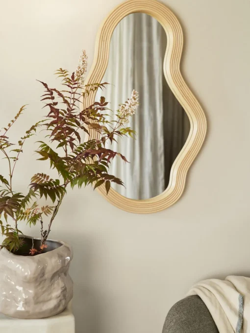 New Espejo de pared artesanal de ratán con forma orgánica Pond Espejos De Pared|Espejos De Pared