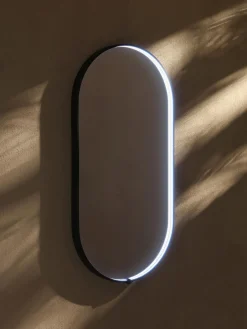 Espejos De Pared|Espejos De Pared></noscript>Vanita&Casa Espejo de pared ovalado con iluminación LED Avior Negro