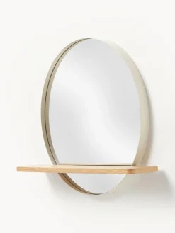 Jarrones|Espejos De Pared></noscript>Westwing Collection Espejo de pared redondo con estante de madera Kenny