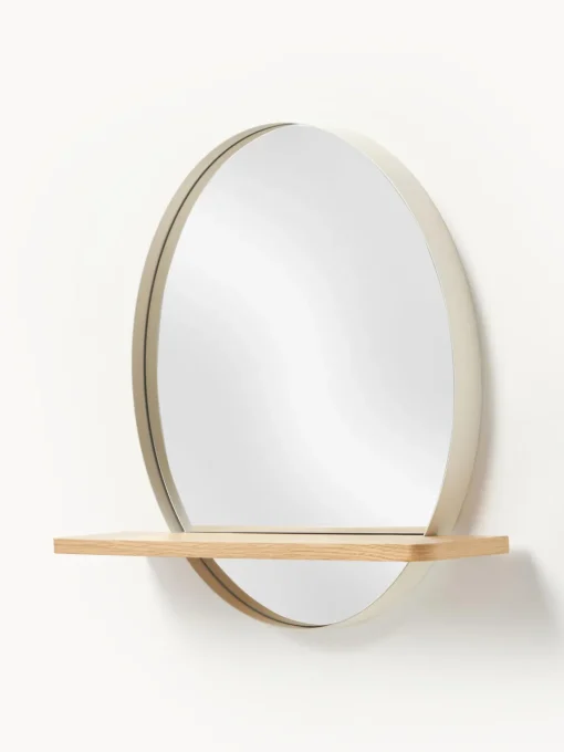 Jarrones|Espejos De Pared>Westwing Collection Espejo de pared redondo con estante de madera Kenny