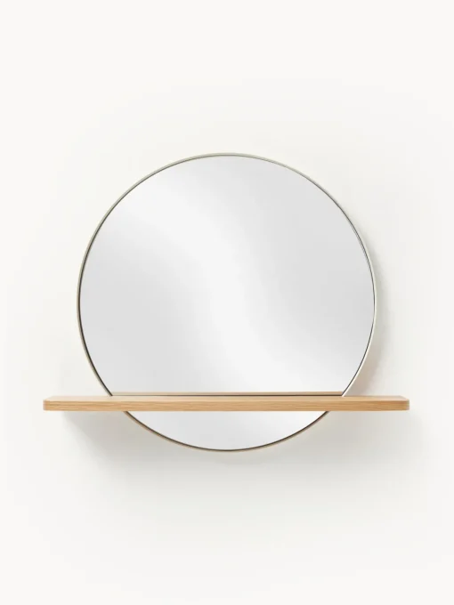 Jarrones|Espejos De Pared>Westwing Collection Espejo de pared redondo con estante de madera Kenny