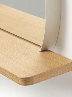 Jarrones|Espejos De Pared></noscript>Westwing Collection Espejo de pared redondo con estante de madera Kenny