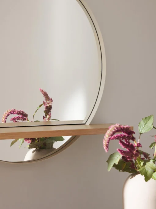 Jarrones|Espejos De Pared>Westwing Collection Espejo de pared redondo con estante de madera Kenny
