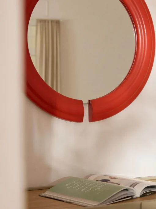 Jarrones|Espejos De Pared>Westwing Collection Espejo de pared redondo Mael Rojo coral