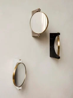 Espejos De Maquillaje|Jarrones></noscript>Audo Copenhagen Espejo tocador redondo de mármol de pared Pepe Mármol greige, latón