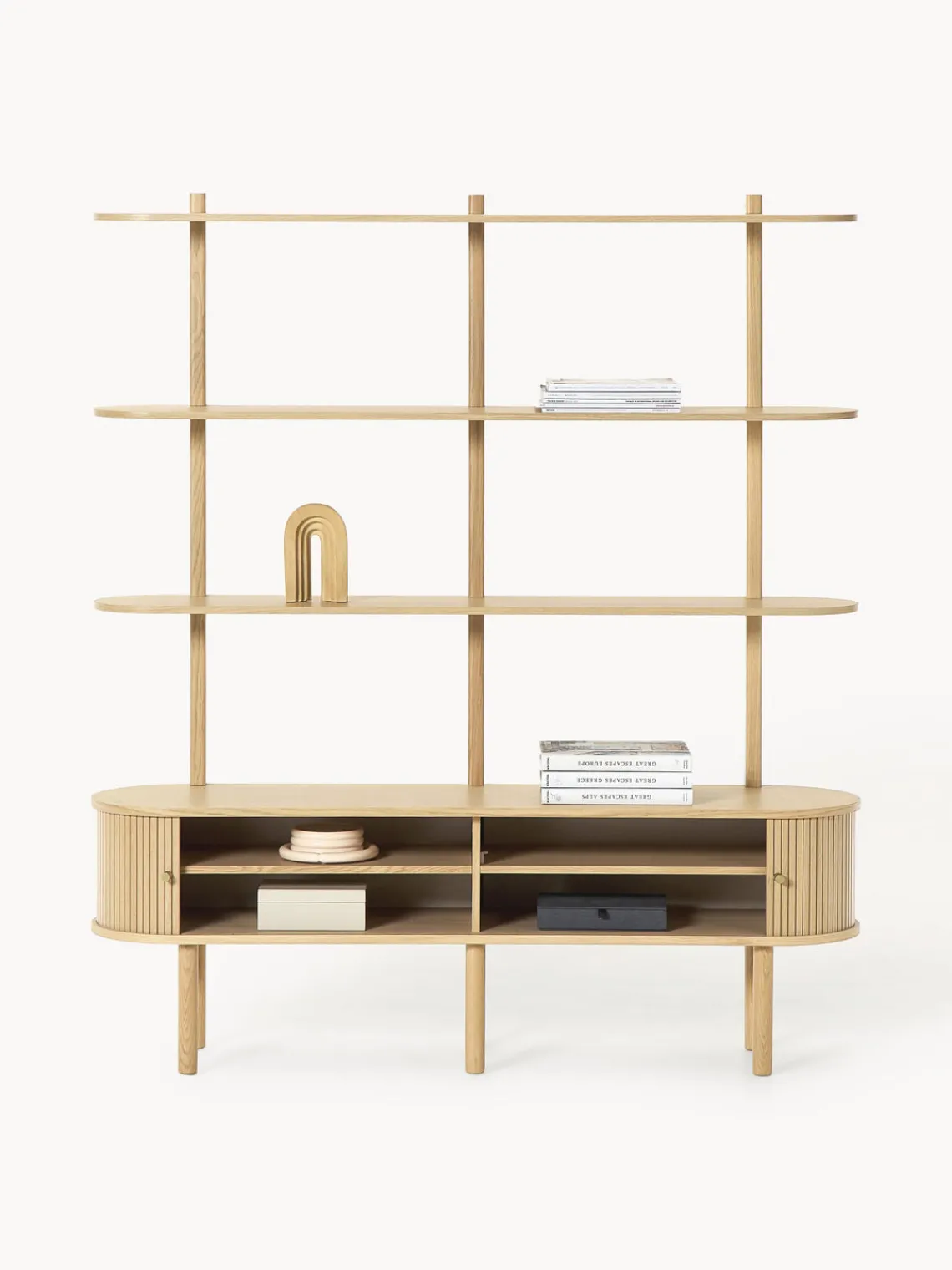 Librerías|Estanterías>Westwing Collection Estantería con frente acanalado Calary Madera de roble