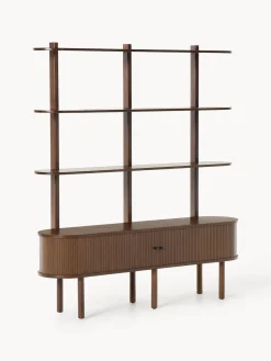 Librerías|Estanterías>Westwing Collection Estantería con frente acanalado Calary Madera de roble lacada en marrón oscuro