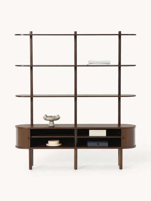 Librerías|Estanterías>Westwing Collection Estantería con frente acanalado Calary Madera de roble lacada en marrón oscuro