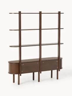 Librerías|Estanterías></noscript>Westwing Collection Estantería con frente acanalado Calary Madera de roble lacada en marrón oscuro