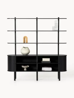 Librerías|Estanterías></noscript>Westwing Collection Estantería grande con frente acanalado Calary Madera de roble lacada en negro