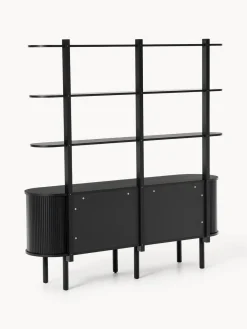 Librerías|Estanterías></noscript>Westwing Collection Estantería grande con frente acanalado Calary Madera de roble lacada en negro