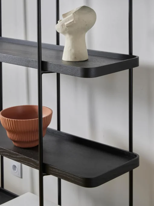 Librerías|Estanterías De Oficina>Westwing Collection Estantería grande de madera Renne Madera de fresno lacada en negro
