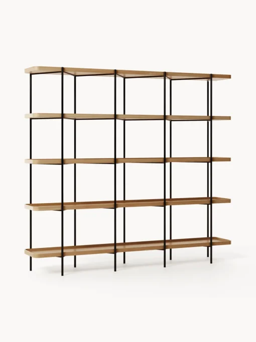 Librerías|Estanterías De Oficina>Westwing Collection Estantería grande de madera Renne Madera de fresno, negro