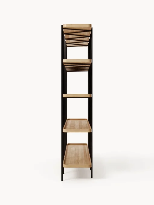 Librerías|Estanterías De Oficina>Westwing Collection Estantería grande de madera Renne Madera de fresno, negro