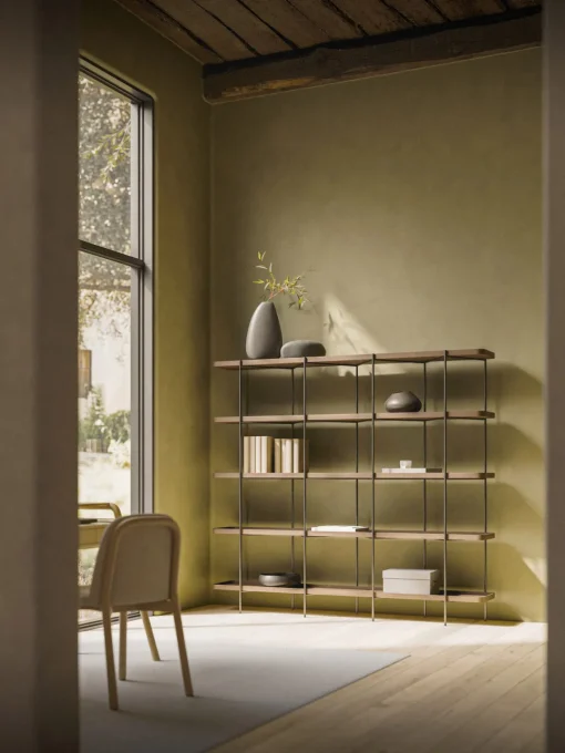 Librerías|Estanterías>Westwing Collection Estantería grande de madera Renne Madera de nogal, negro