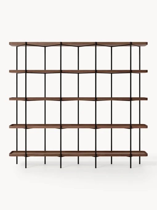 Librerías|Estanterías>Westwing Collection Estantería grande de madera Renne Madera de nogal, negro