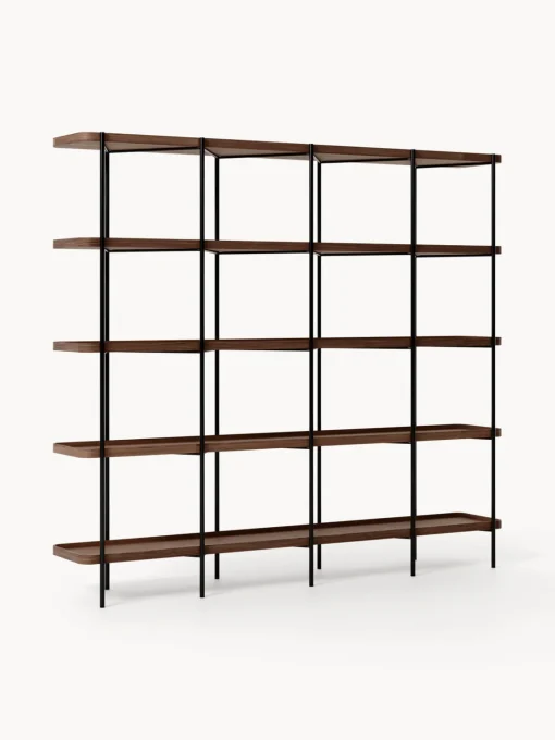 Librerías|Estanterías>Westwing Collection Estantería grande de madera Renne Madera de nogal, negro