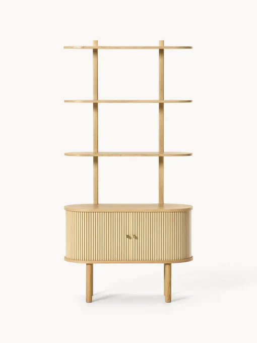 Librerías|Estanterías>Westwing Collection Estantería pequeña con frente acanalado Calary Madera de roble