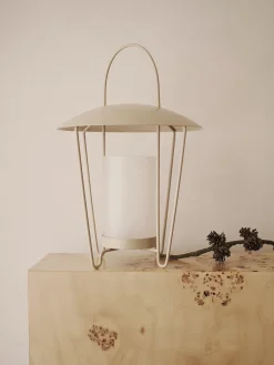 Lámparas De Mesa|Lámparas De Techo>Ferm Living Farolillo de metal Abri Beige claro, blanco