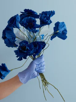 Flores Artificiales|Jarrones></noscript>Studio About Flor artificial artesanal Ice Poppy Azul real