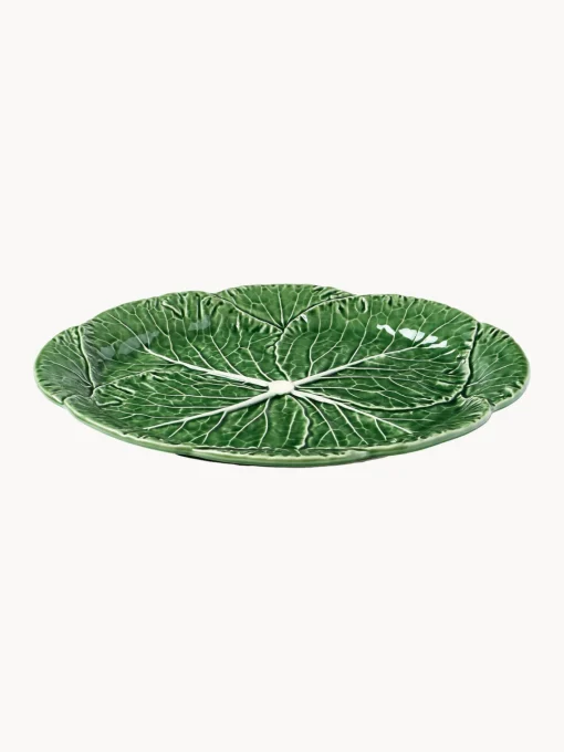 Cuencos Y Platos De Servir|Vajillas Completas>BORDALLO PINHEIRO Fuente de servir ovalada pintada a mano Cabbage Verde oscuro, blanco Off White