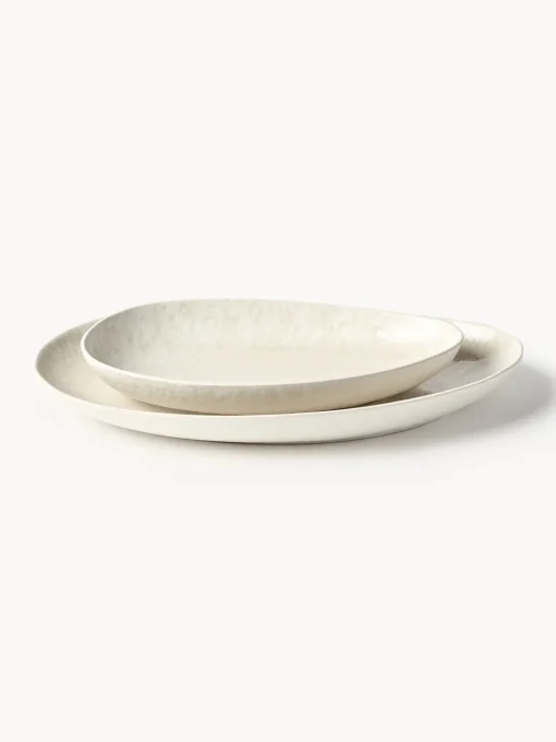Discount Fuentes artesanales con forma orgánica Macey, 2 uds. Cuencos Y Platos De Servir|Vajillas Completas