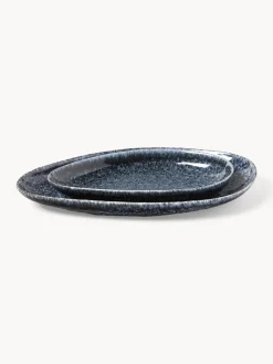 New Fuentes de servir artesanales en forma orgánica Macey, 2 uds. Cuencos Y Platos De Servir|Vajillas Completas