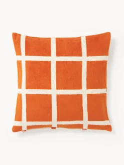Mantas|Cojines Decorativos>Westwing Collection Funda de cojín a cuadros Edison Naranja, blanco Off White