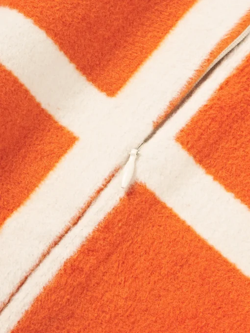 Mantas|Cojines Decorativos>Westwing Collection Funda de cojín a cuadros Edison Naranja, blanco Off White