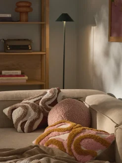 Mantas|Cojines Decorativos>Westwing Collection Funda de cojín artesanal con tejido capitoné Jiri Blanco Off White, marrón