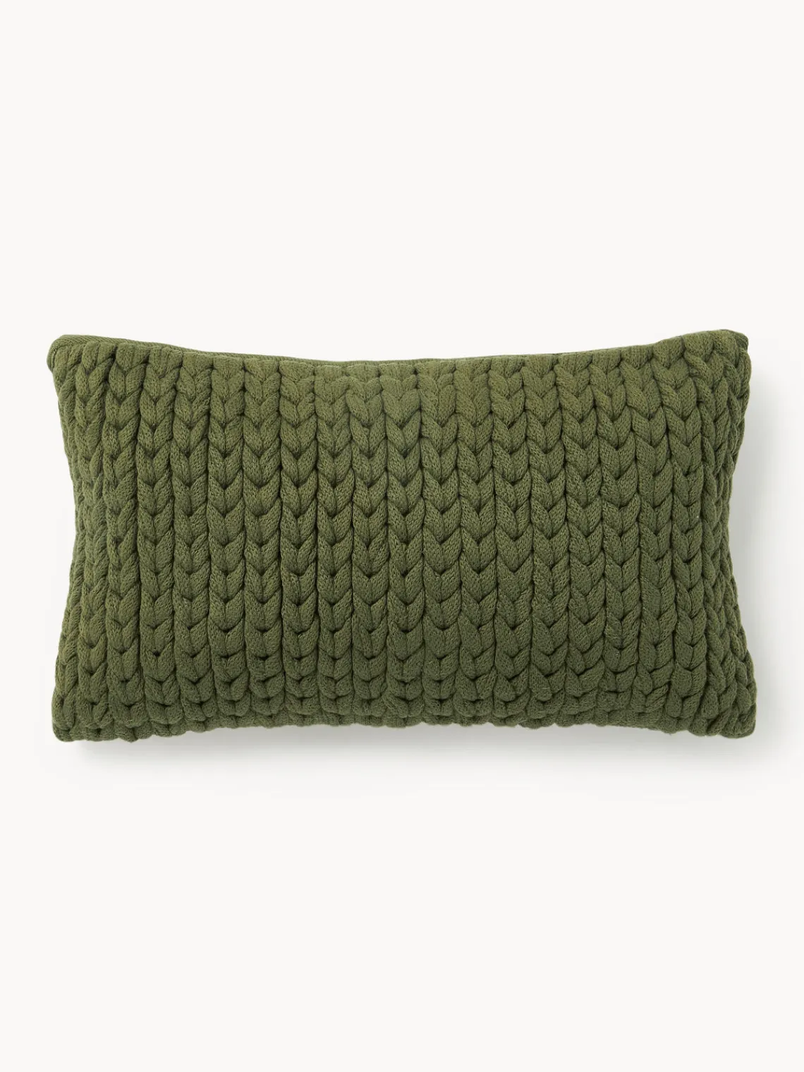 Cojines Decorativos|Mantas>Westwing Collection Funda de cojín artesanal de punto grueso Adyna, 30x50 cm Verde oscuro