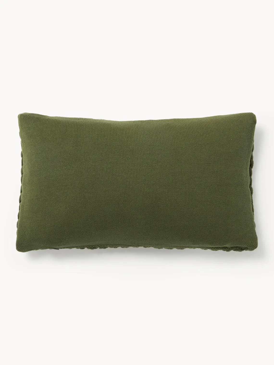 Cojines Decorativos|Mantas>Westwing Collection Funda de cojín artesanal de punto grueso Adyna, 30x50 cm Verde oscuro