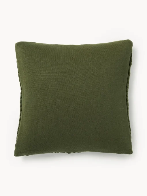 Cojines Decorativos|Mantas>Westwing Collection Funda de cojín artesanal de punto grueso Adyna Verde oscuro
