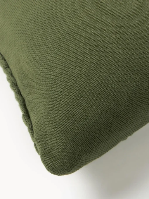 Cojines Decorativos|Mantas>Westwing Collection Funda de cojín artesanal de punto grueso Adyna Verde oscuro