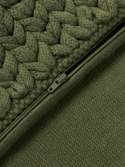 Cojines Decorativos|Mantas></noscript>Westwing Collection Funda de cojín artesanal de punto grueso Adyna Verde oscuro