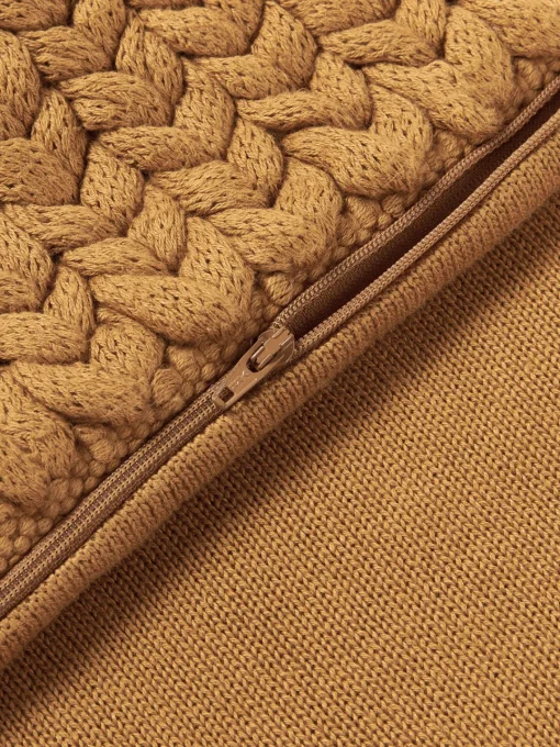 Cojines Decorativos|Mantas>Westwing Collection Funda de cojín artesanal de punto grueso Adyna Marrón claro