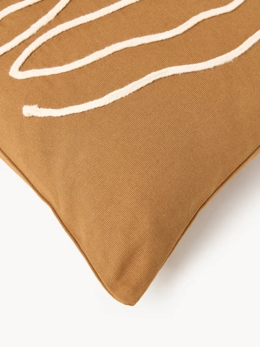 Cojines Decorativos|Mantas>Ferm Living Funda de cojín artesanal de algodón ecológico Jot Marrón, blanco
